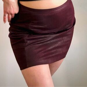 Free People Faux Leather Mini Skirt in Burgundy
